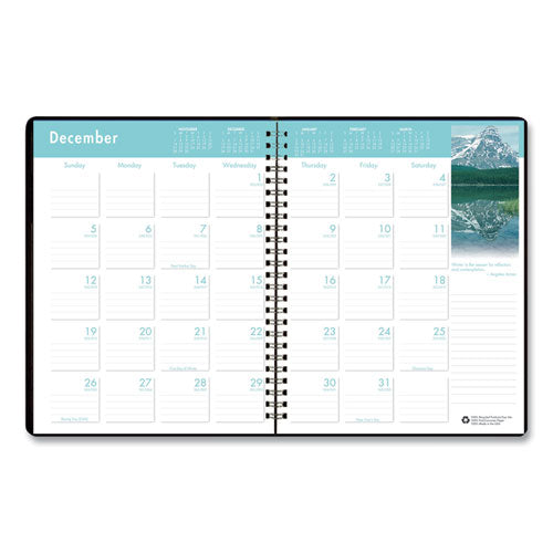 Earthscapes Recycled Ruled Monthly Planner, Landscapes Color Photos, 11 X 8.5, Black Cover, 14-month: Dec 2024 To Jan 2026.