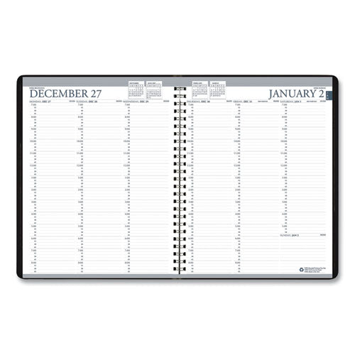 Recycled Professional Weekly Planner, 15-minute Appts,11 X 8.5, Black Wirebound Soft Cover, 24-month: Jan 2025 To Dec 2026