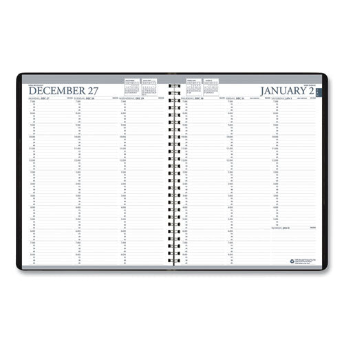 Recycled Professional Weekly Planner, 15-minute Appts, 11 X 8.5, Black Wirebound Soft Cover, 24-month (jan-dec): 2024-2025