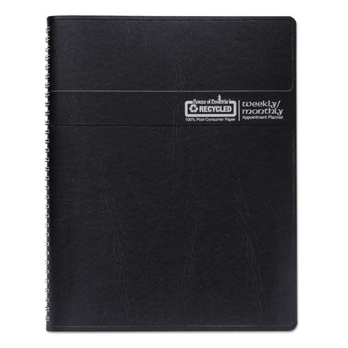 Recycled Wirebound Weekly/monthly Planner,11 X 8.5, Black Cover, 12-month (jan To Dec): 2025