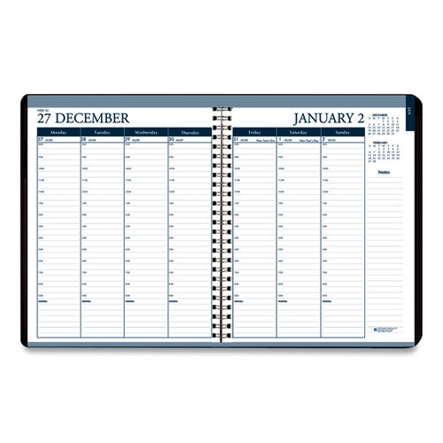 Recycled Wirebound Weekly/monthly Planner,11 X 8.5, Black Cover, 12-month (jan To Dec): 2025