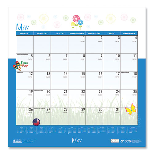 Recycled Seasonal Wall Calendar, Illustrated Seasons Artwork, 12 X 12, 12-month (jan To Dec): 2025.