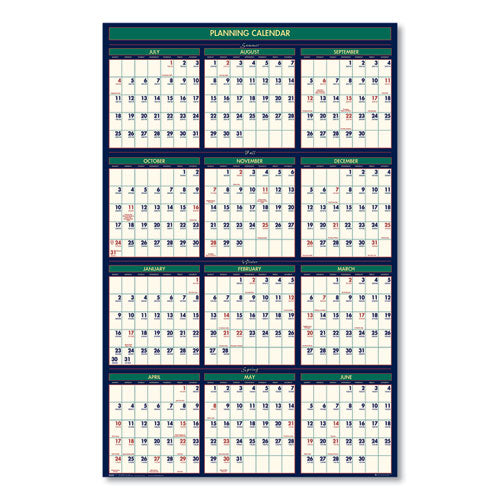 Four Seasons Business/academic Recycled Wall Calendar, 24 X 37, 12-month (july-june): 2024-2025, 12-month (jan To Dec): 2025.