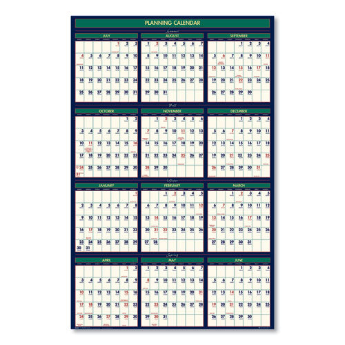 Four Seasons Business/academic Recycled Wall Calendar, 24 X 37, 12-month (july-june): 2023-2024, 12-month (jan To Dec): 2024