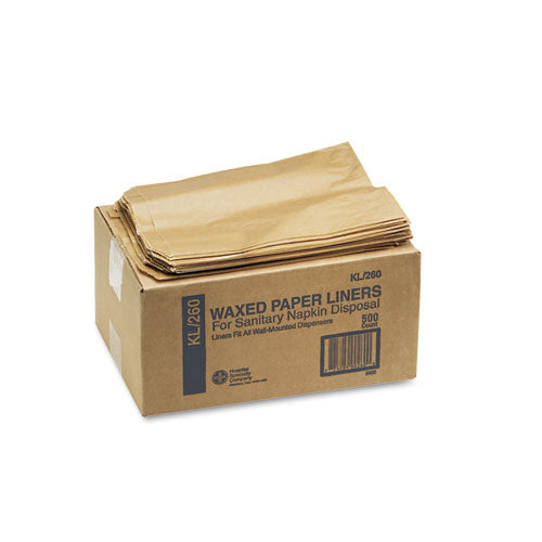 Napkin Receptacle Liners, 7.5" X 3" X 10.5", Brown, 500/carton.