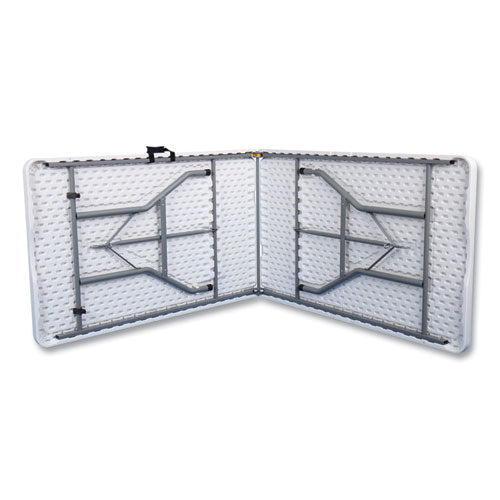 Bifold Resin- Folding Table, Rectangular, 94.5" X 29.9" X 30", White Granite Top, Gray Base/legs, 2/pack