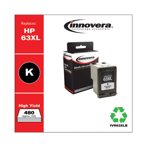 Remanufactured Black High-yield Ink, Replacement For 63xl (f6u64an), 480 Page-yield