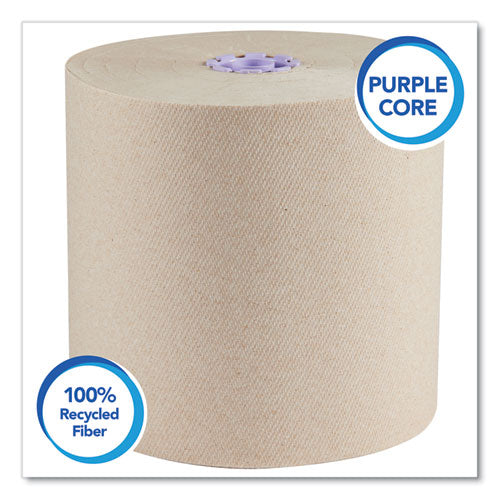 Essential 100% Recycled Fiber Hard Roll Towel, 1-ply, 8" X 700 Ft, 1.75" Core, Brown, 6 Rolls/carton.