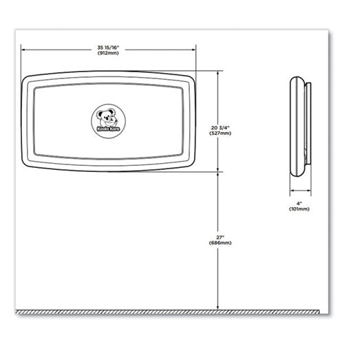 Baby Changing Station, Wall Horizontal Mount, 36.5 X 21.25, Gray.