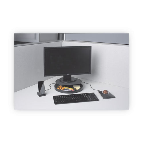 Spin2 Monitor Stand With Smartfit, 12.6" X 12.6" X 2.25" To 3.5", Black, Supports 40 Lbs.