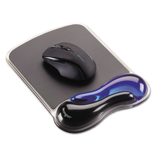 Duo Gel Wave Mouse Pad With Wrist Rest, 9.37 X 13, Blue.