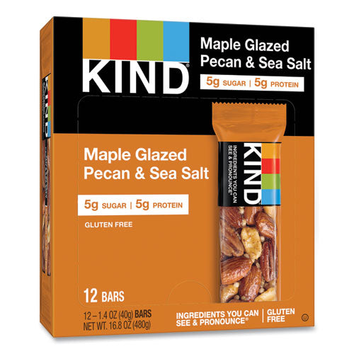 Nuts And Spices Bar, Maple Glazed Pecan And Sea Salt, 1.4 Oz Bar, 12/box.