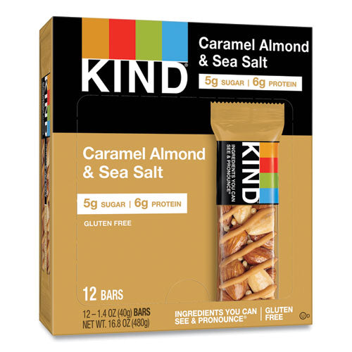 Nuts And Spices Bar, Caramel Almond And Sea Salt, 1.4 Oz Bar, 12/box.