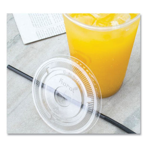 Pet Lids, Flat With Straw Slot, Fits 32 Oz Cold Cups, Clear 500/carton.