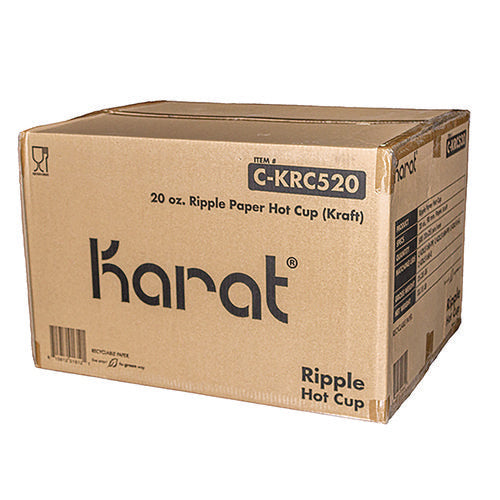 Ripple Hot Cups, 20 Oz, Kraft/white, 500/carton.