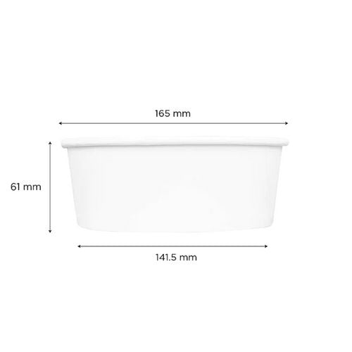 Food Bucket, 32 Oz, 6.5" Dia X 2.4"h, White, Paper, 360/carton.