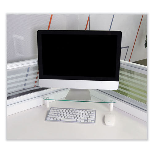 Glass Corner Monitor Riser, 19.7" X 11" X  3.25", Clear, Supports 40 Lbs.