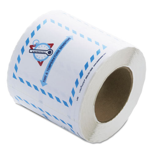 Shipping And Handling Self-adhesive Labels, Time And Temperature Sensitive, 5.5 X 5, Blue/gray/red/white, 500/roll