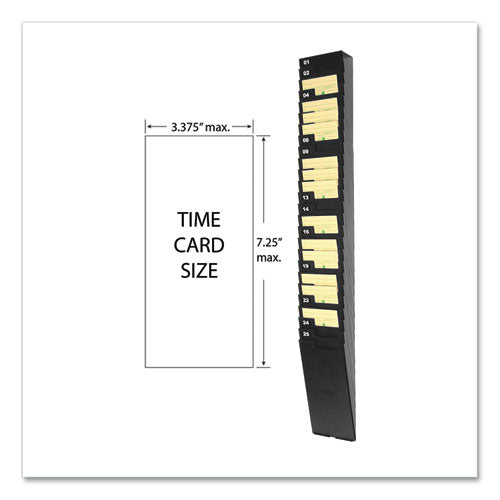 Time Card Rack For 7" Cards, 25 Pockets, Abs Plastic, Black