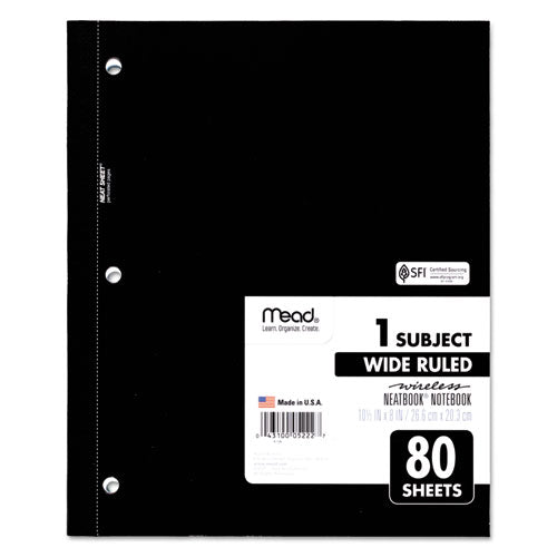 Wireless Neatbook Notebook, 1-subject, Wide/legal Rule, Randomly Assorted Cover Color, (80) 10.5 X 8 Sheets