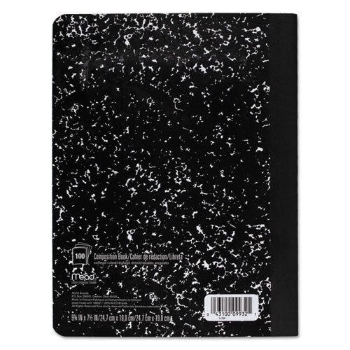Square Deal Composition Book, Medium/college Rule, Black Cover, (100) 9.75 X 7.5 Sheets.