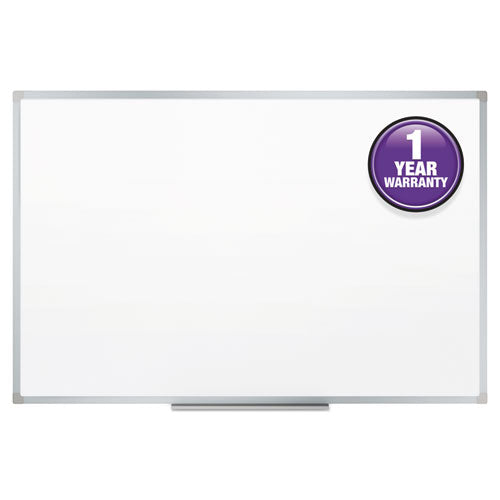 Dry Erase Board With Aluminum Frame, 36 X 24, Melamine White Surface, Silver Aluminum Frame.