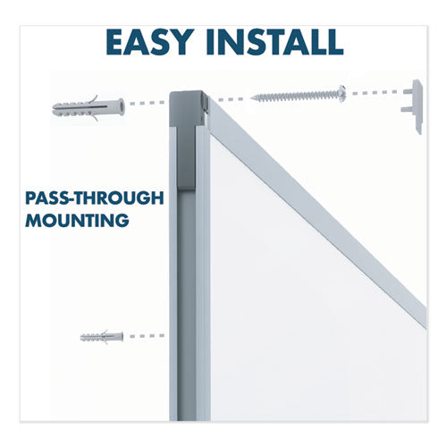 Dry Erase Board With Aluminum Frame, 36 X 24, Melamine White Surface, Silver Aluminum Frame.