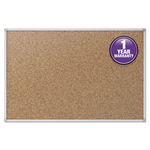 Economy Cork Board With Aluminum Frame, 24 X 18, Tan Surface, Silver Aluminum Frame.