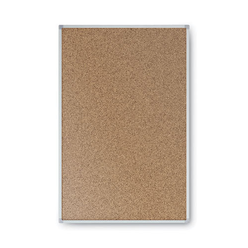 Economy Cork Board With Aluminum Frame, 24 X 18, Tan Surface, Silver Aluminum Frame.