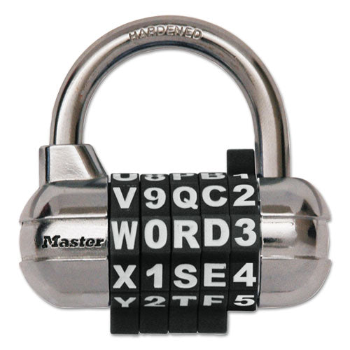 Password Plus Combination Lock, Hardened Steel Shackle, 2.5" Wide, Chrome/assorted.