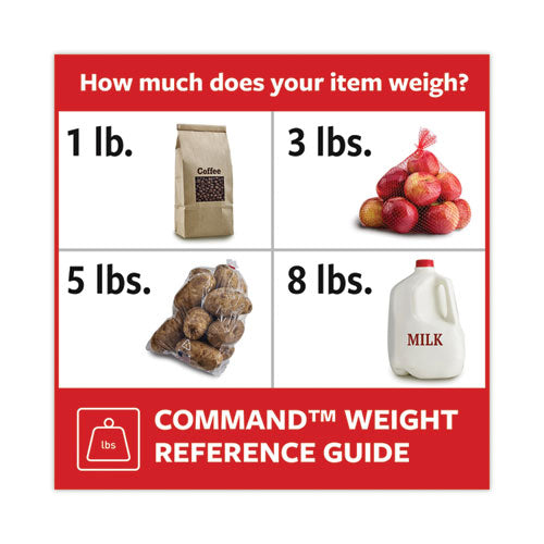 General Purpose Hooks, Medium, Plastic, White, 3 Lb Capacity, 20 Hooks And 24 Strips/pack.