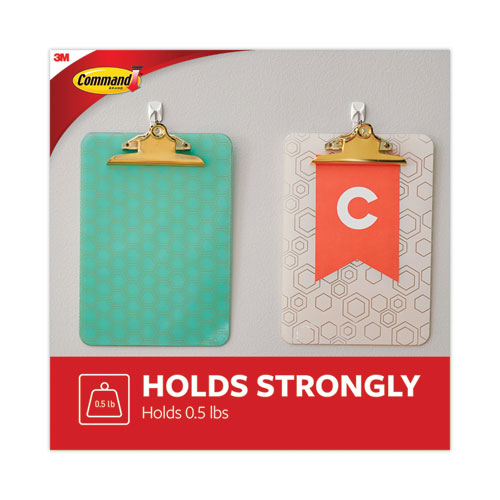 General Purpose Wire Hooks Multi-pack, Small, Metal, White, 0.5 Lb Capacity, 9 Hooks And 12 Strips/pack.