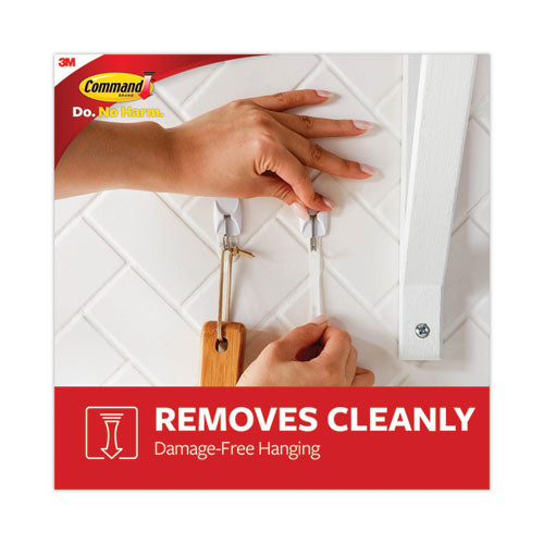 General Purpose Wire Hooks Multi-pack, Small, Metal, White, 0.5 Lb Capacity, 9 Hooks And 12 Strips/pack.