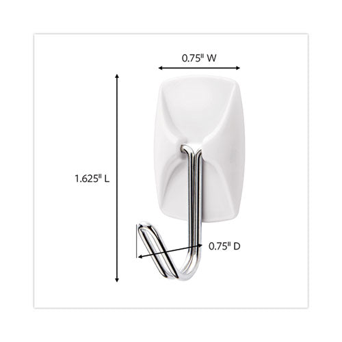 General Purpose Wire Hooks Multi-pack, Small, Metal, White, 0.5 Lb Capacity, 9 Hooks And 12 Strips/pack.