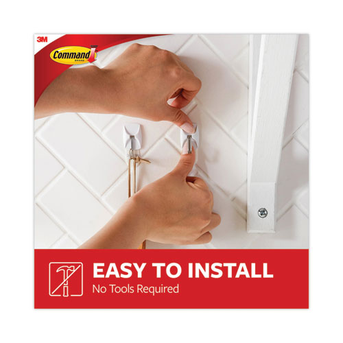 General Purpose Wire Hooks Multi-pack, Small, Metal, White, 0.5 Lb Capacity, 9 Hooks And 12 Strips/pack.