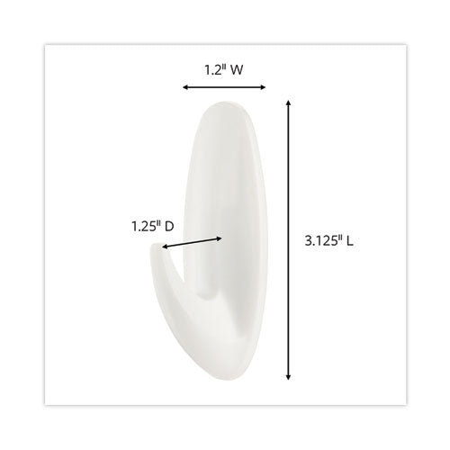 Designer Hooks, Medium, Plastic, White, 3 Lb Capacity, 6 Hooks And 12 Strips/pack.