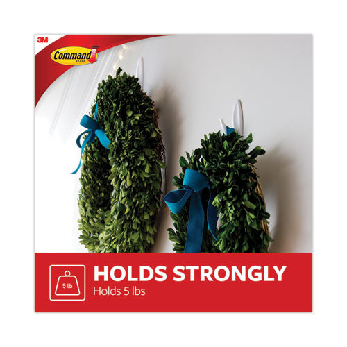 Designer Hooks, Large, Plastic, White, 5 Lb Capacity, 16 Hooks And 24 Strips/pack.