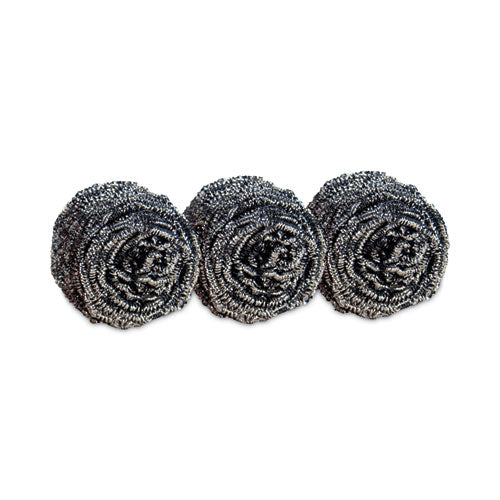 Metal Scrubbing Pads, 2.25 X 2.75, Silver, 3/pack, 8 Packs/carton.