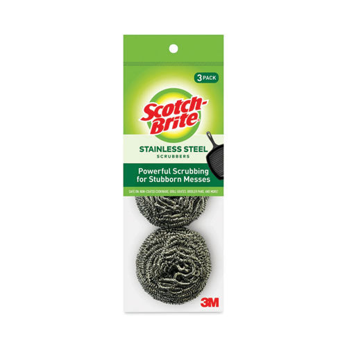 Metal Scrubbing Pads, 2.25 X 2.75, Silver, 3/pack, 8 Packs/carton.