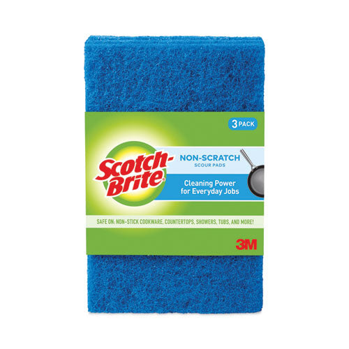 Non-scratch Scour Pads, Size 3 X 6, Blue, 10/carton.
