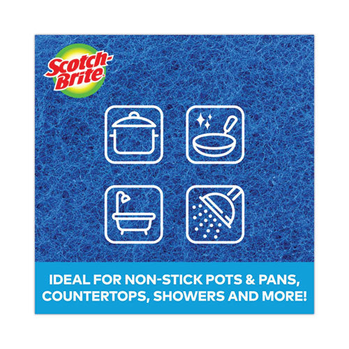 Non-scratch Scour Pads, Size 3 X 6, Blue, 10/carton.