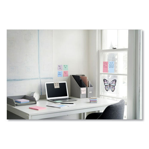 100% Recycled Paper Super Sticky Notes, 3" X 3", Wanderlust Pastels, 70 Sheets/pad, 24 Pads/pack.