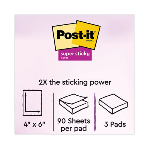 Pads In Energy Boost Collection Colors, Note Ruled, 4" X 6", 90 Sheets/pad, 3 Pads/pack.
