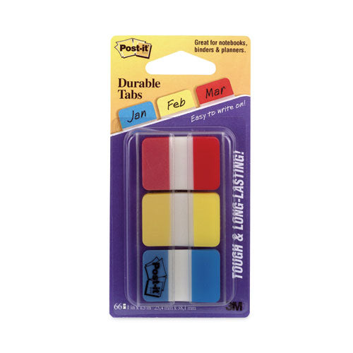 1" Plain Solid Color Tabs, 1/5-cut, Assorted Primary Colors, 1" Wide, 66/pack