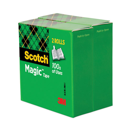 Magic Tape Refill, 3" Core, 0.75" X 72 Yds, Clear, 2/pack.