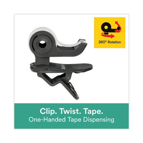 Clip Dispenser Value Pack With 12 Rolls Of Tape, 1" Core, Plastic, Charcoal.