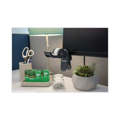 Clip Dispenser Value Pack With 12 Rolls Of Tape, 1" Core, Plastic, Charcoal.