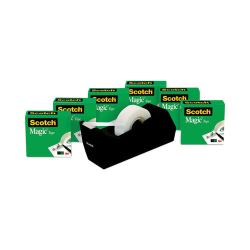 Magic Tape Desktop Dispenser Value Pack, 1" Core, 0.75" X 83.33 Ft, Clear, 6/pack.