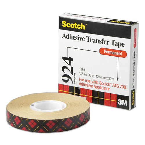 Atg Adhesive Transfer Tape, Permanent, Holds Up To 0.5 Lbs, 0.5" X 36 Yds, Clear.