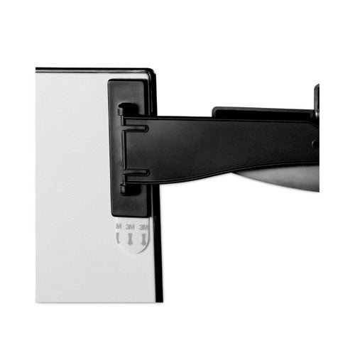 Swing Arm Copyholder, Adhesive Monitor Mount, 30 Sheet Capacity, Plastic, Black/silver Clip